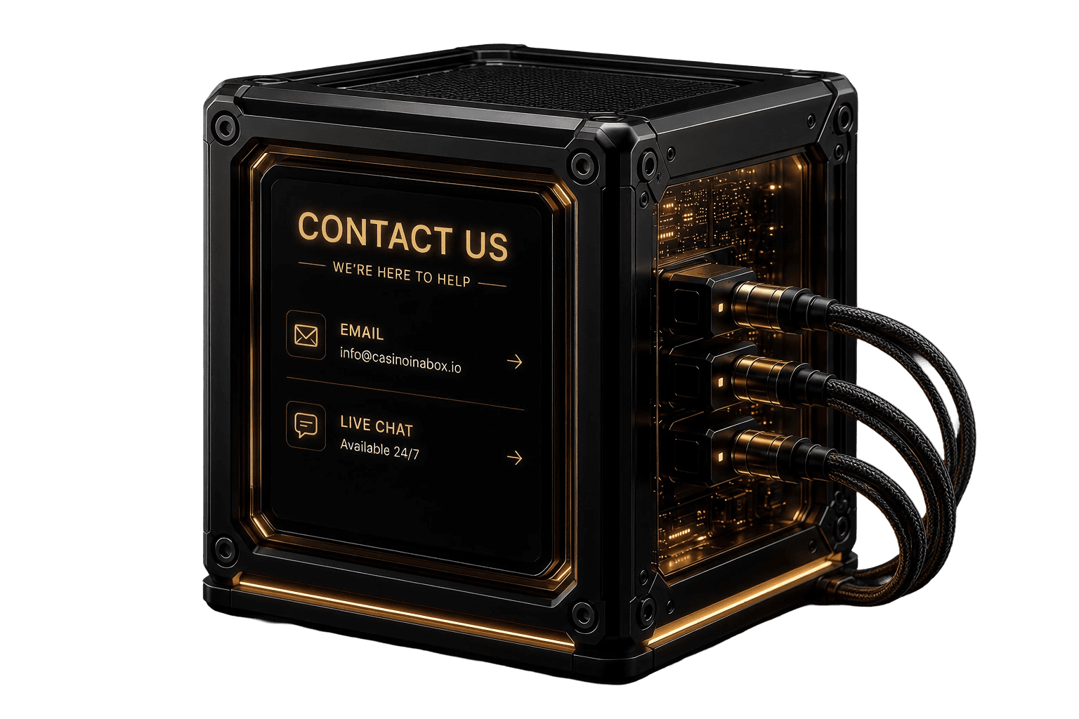 Contact terminal cube with email and live chat options
